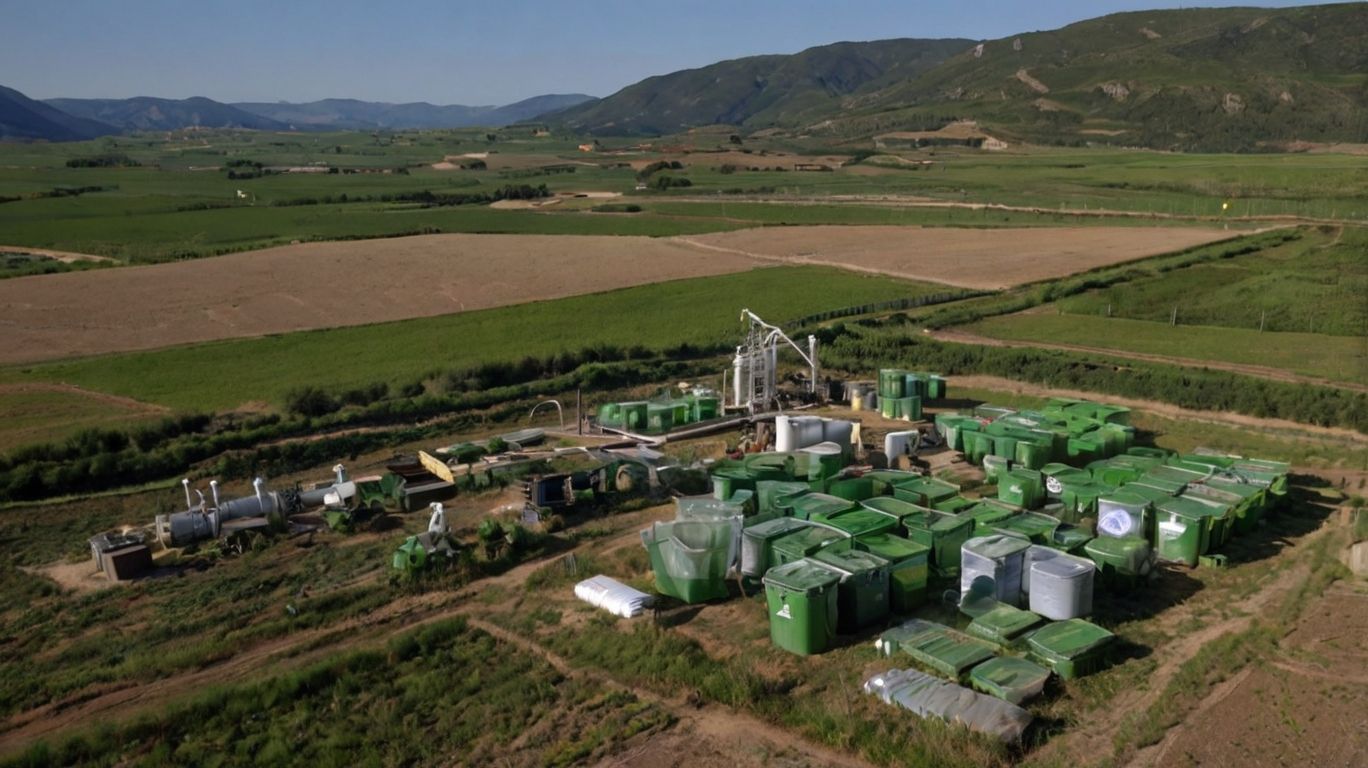 Imagen aérea de una planta de reciclaje de baterías RAEE en Navarra con un entorno verde
