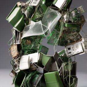 Montaña de basura electrónica RAEE generada por la inteligencia artificial
