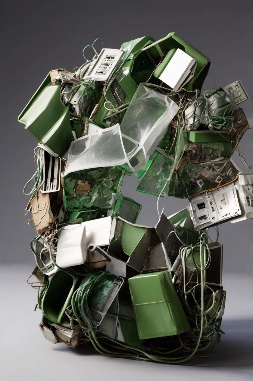Montaña de basura electrónica RAEE generada por la inteligencia artificial